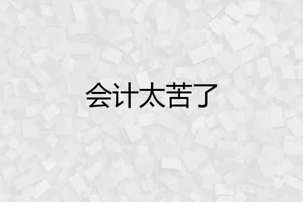 会计太苦了