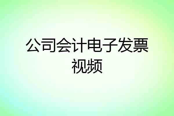 公司会计电子发票视频