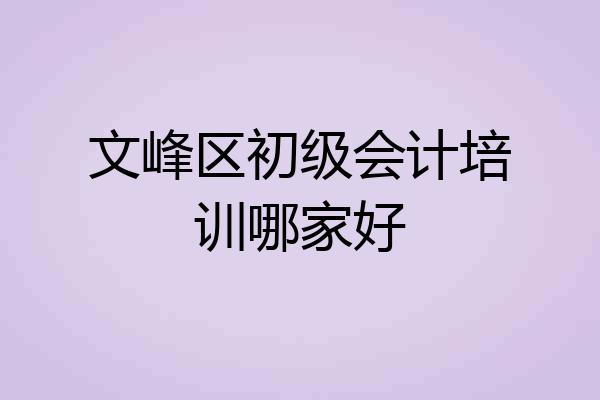 文峰区初级会计培训哪家好