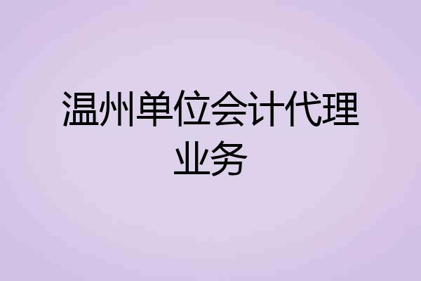温州单位会计代理业务