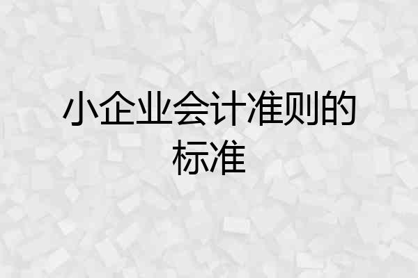 小企业会计准则的标准