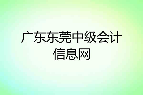 广东东莞中级会计信息网