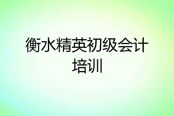 衡水精英初级会计培训