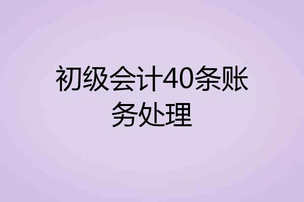 初级会计40条账务处理