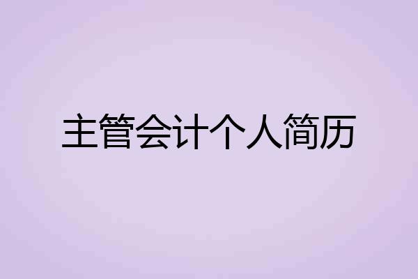 主管会计个人简历