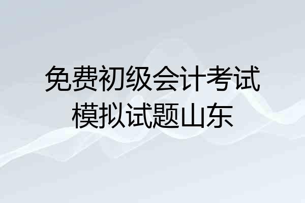 免费初级会计考试模拟试题山东