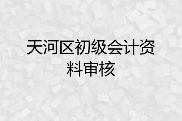 天河区初级会计资料审核