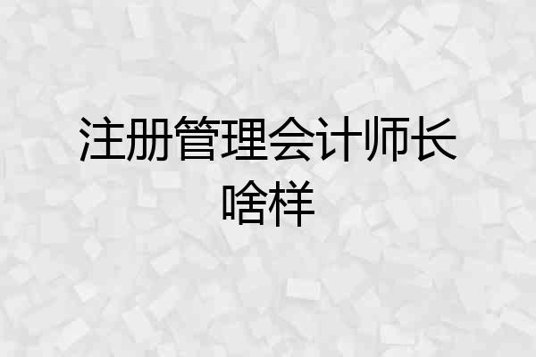 注册管理会计师长啥样