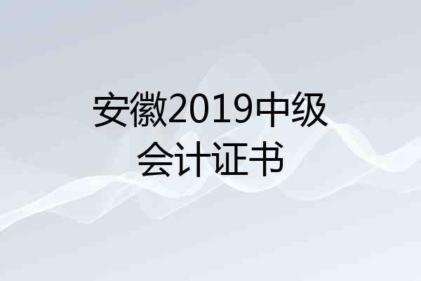 安徽2019中级会计证书