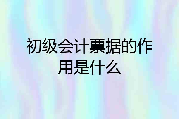 初级会计票据的作用是什么