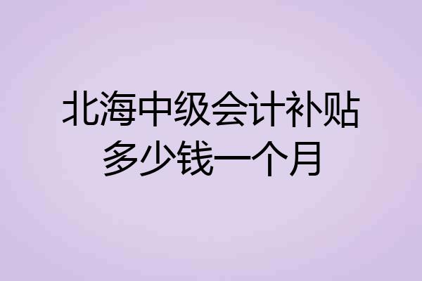 北海中级会计补贴多少钱一个月