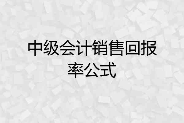 中级会计销售回报率公式