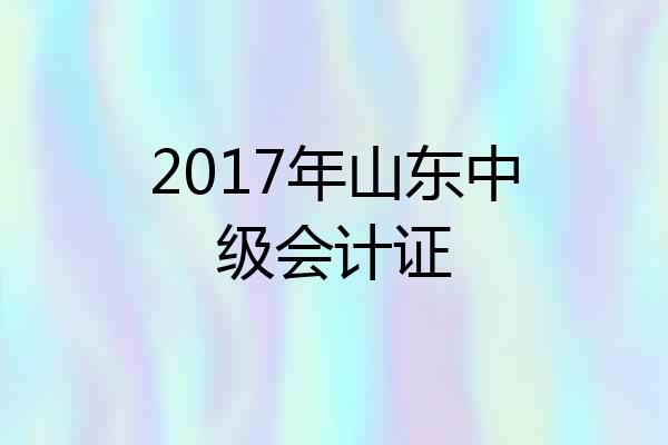 2017年山东中级会计证