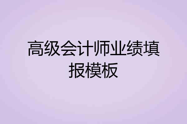 高级会计师业绩填报模板