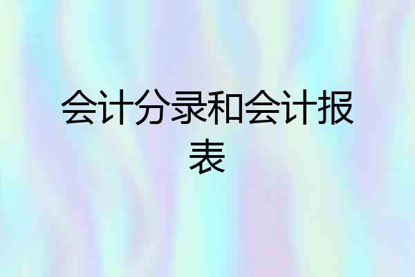 会计分录和会计报表