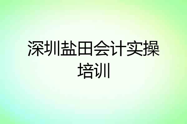 深圳盐田会计实操培训