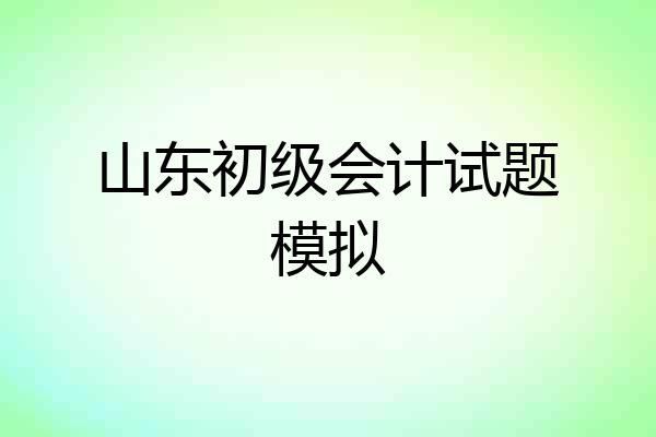 山东初级会计试题模拟