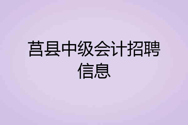 莒县中级会计招聘信息