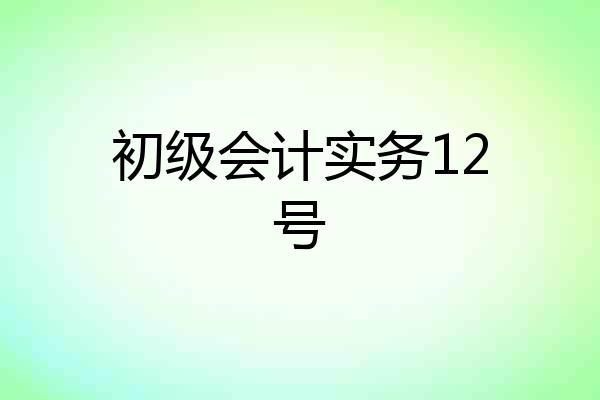 初级会计实务12号
