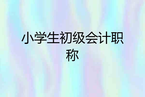 小学生初级会计职称