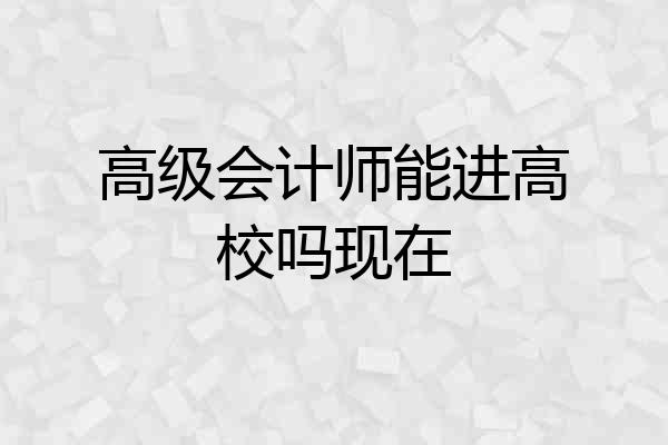 高级会计师能进高校吗现在