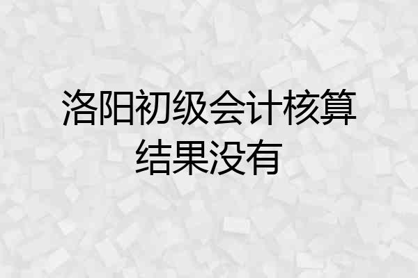 洛阳初级会计核算结果没有