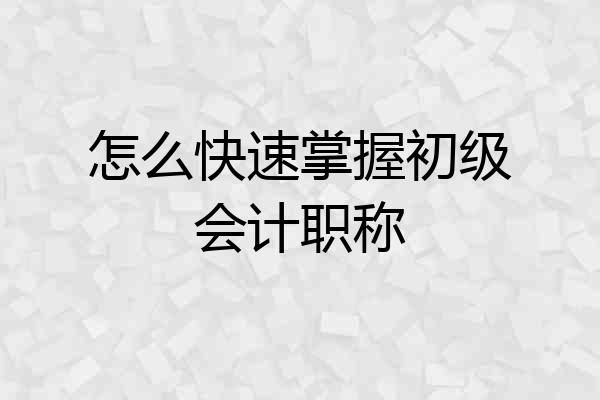 怎么快速掌握初级会计职称