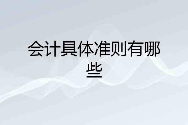 会计具体准则有哪些