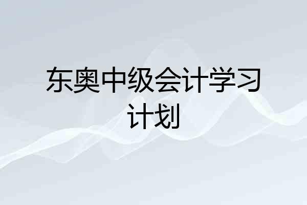 东奥中级会计学习计划
