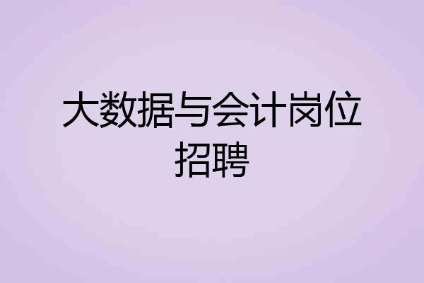 大数据与会计岗位招聘