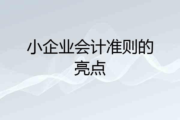 小企业会计准则的亮点