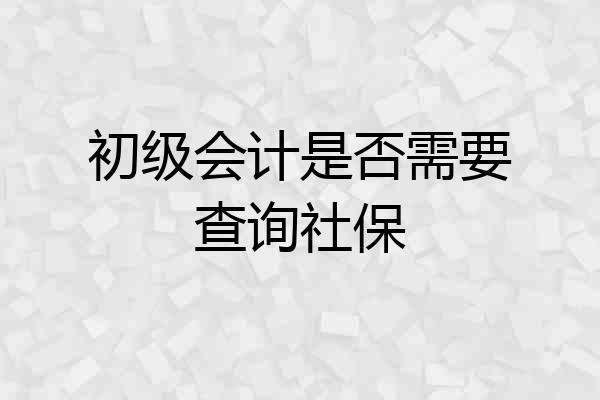 初级会计是否需要查询社保