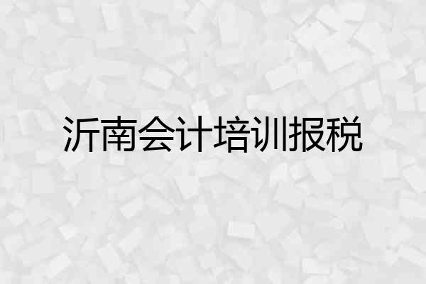 沂南会计培训报税