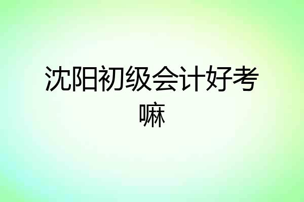 沈阳初级会计好考嘛