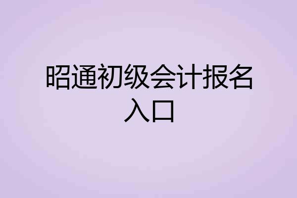 昭通初级会计报名入口