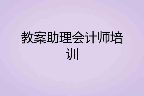 教案助理会计师培训