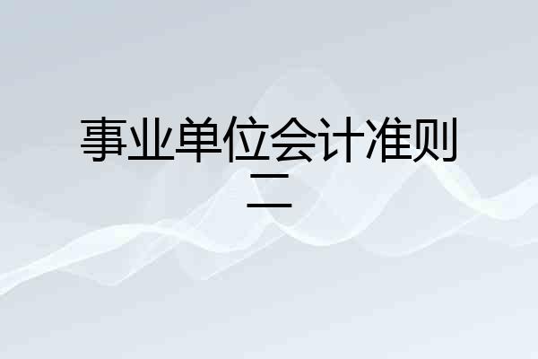 事业单位会计准则二