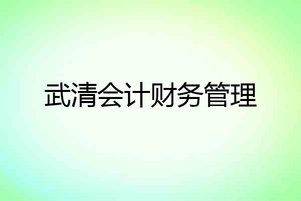武清会计财务管理