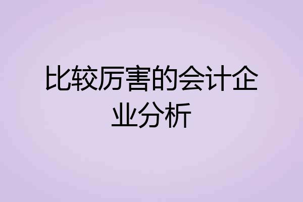 比较厉害的会计企业分析
