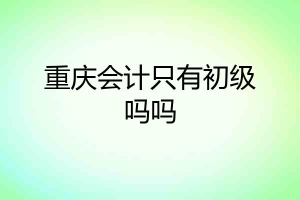 重庆会计只有初级吗吗