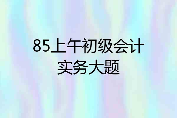 85上午初级会计实务大题