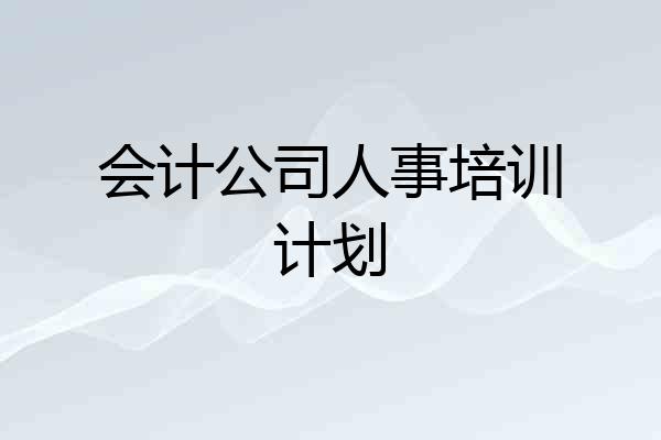会计公司人事培训计划