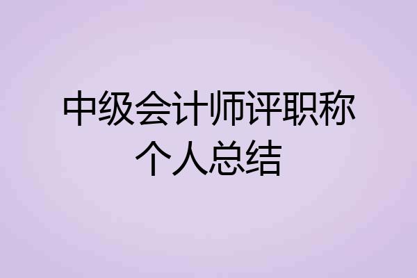 中级会计师评职称个人总结