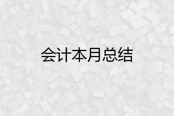 会计本月总结