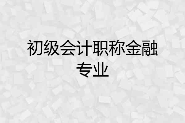 初级会计职称金融专业