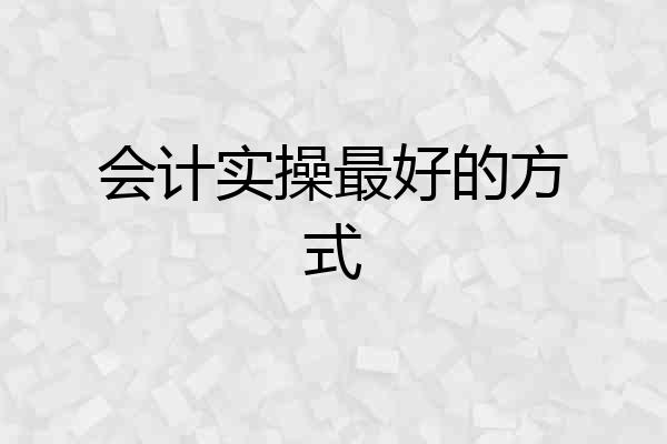 会计实操最好的方式