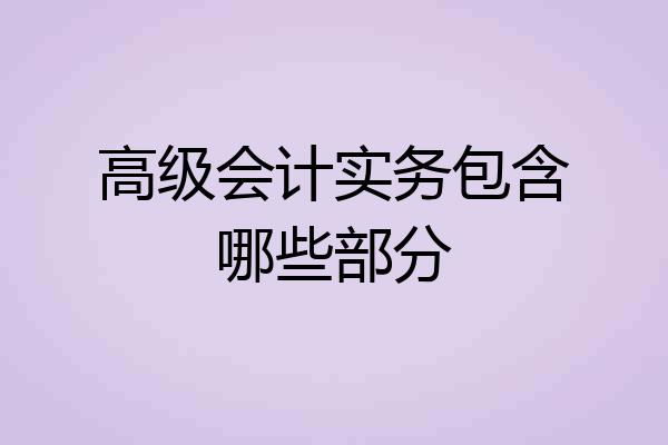 高级会计实务包含哪些部分