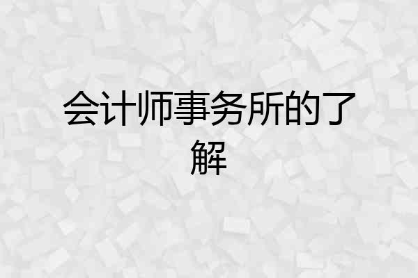 会计师事务所的了解