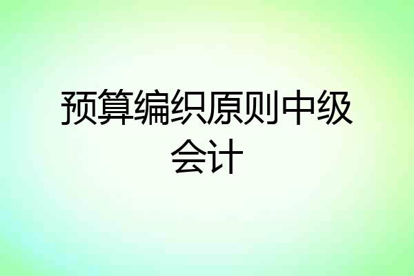 预算编织原则中级会计