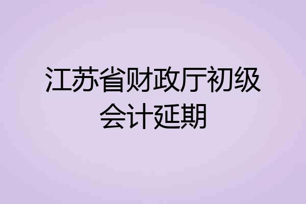 江苏省财政厅初级会计延期